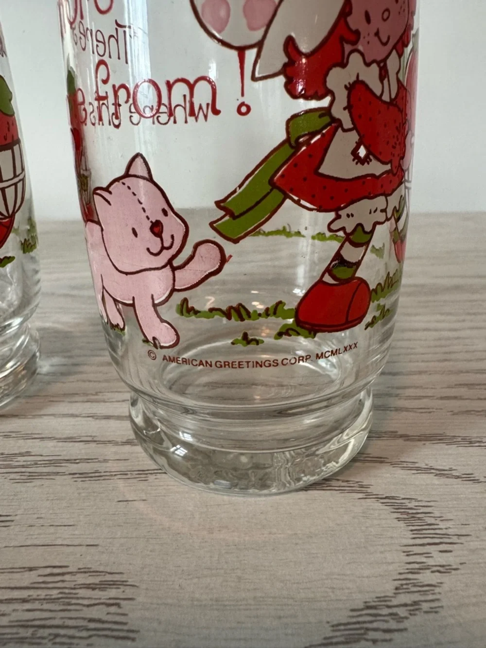 Like New Vintage Strawberry Shortcake 🍰 glasses - American Greetings - Lot of 2